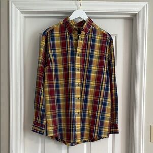 Roundtree & Yorke Red and Yellow Plaid Shirt